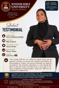 Advice Nthabiseng Malatji – WBU-SA Pastoral Studies student testimonial